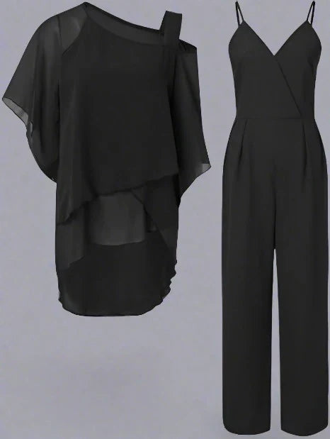 Kvinders Chiffon Sæt med Off-Shoulder Design 2
