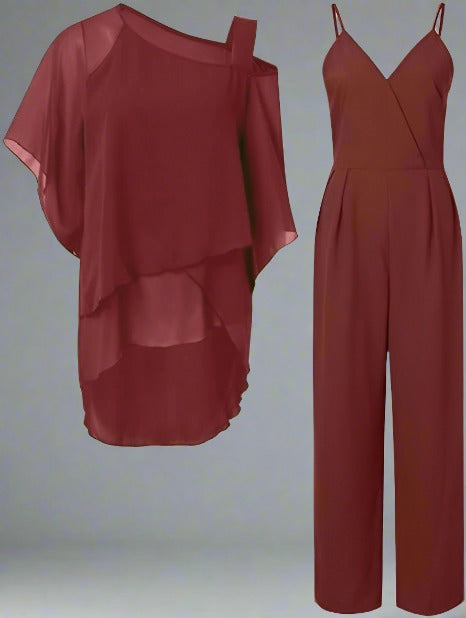 Kvinders Chiffon Sæt med Off-Shoulder Design 3
