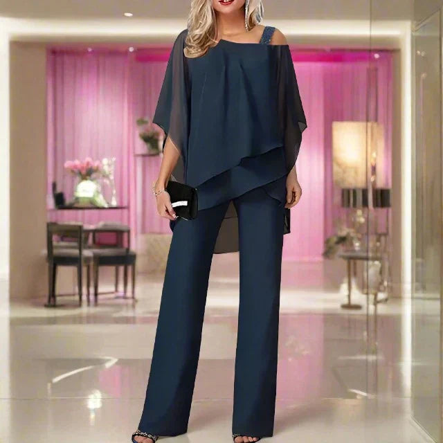 Kvinders Chiffon Sæt med Off-Shoulder Design 6