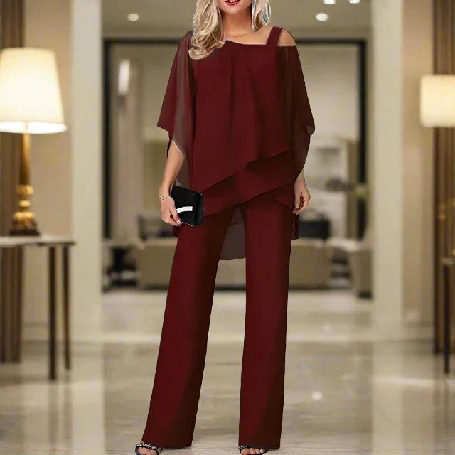 Kvinders Chiffon Sæt med Off-Shoulder Design 7