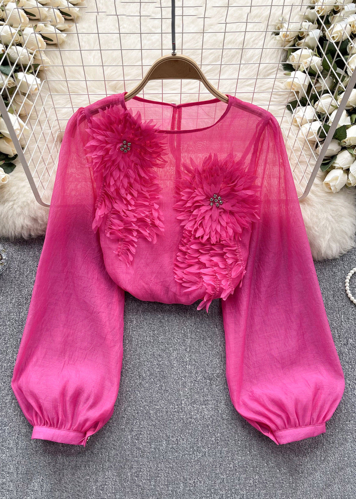 Kvinders Chiffon Skjorte med Lange Ærmer 1