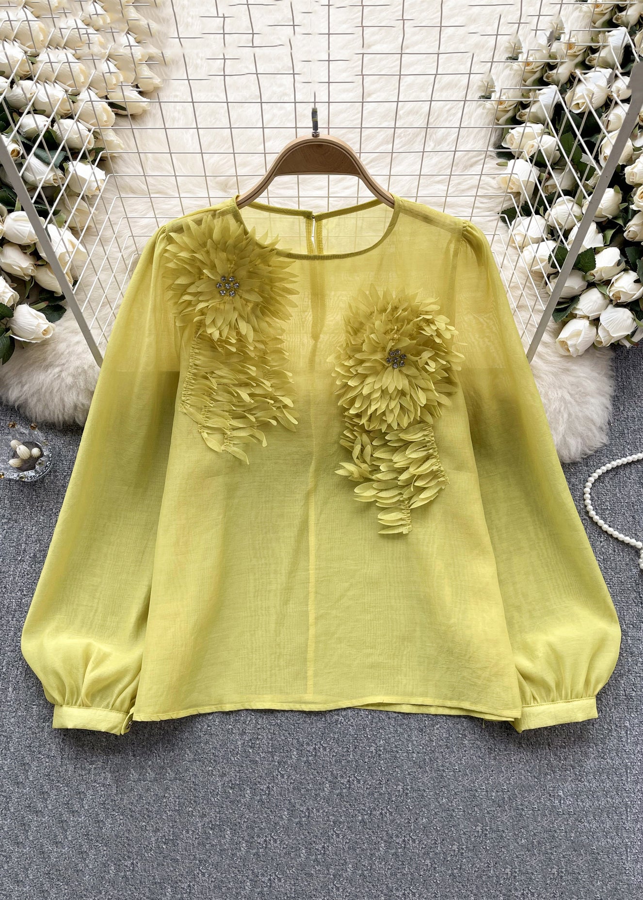 Kvinders Chiffon Skjorte med Lange Ærmer 3