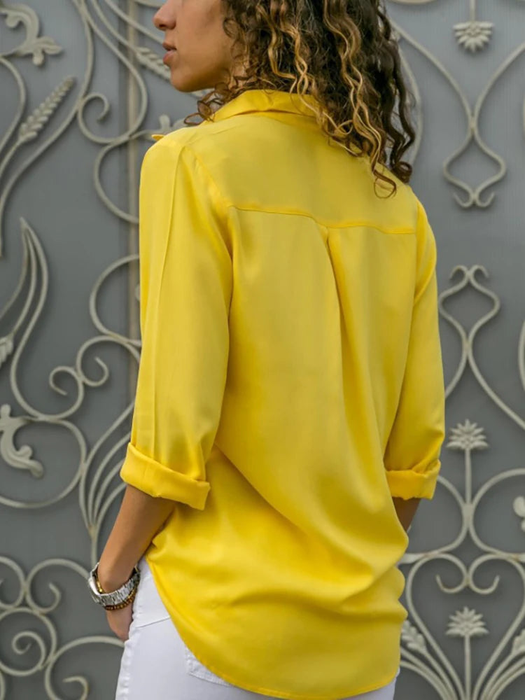 Kvinders Chiffonbluse Løs V-hals 2