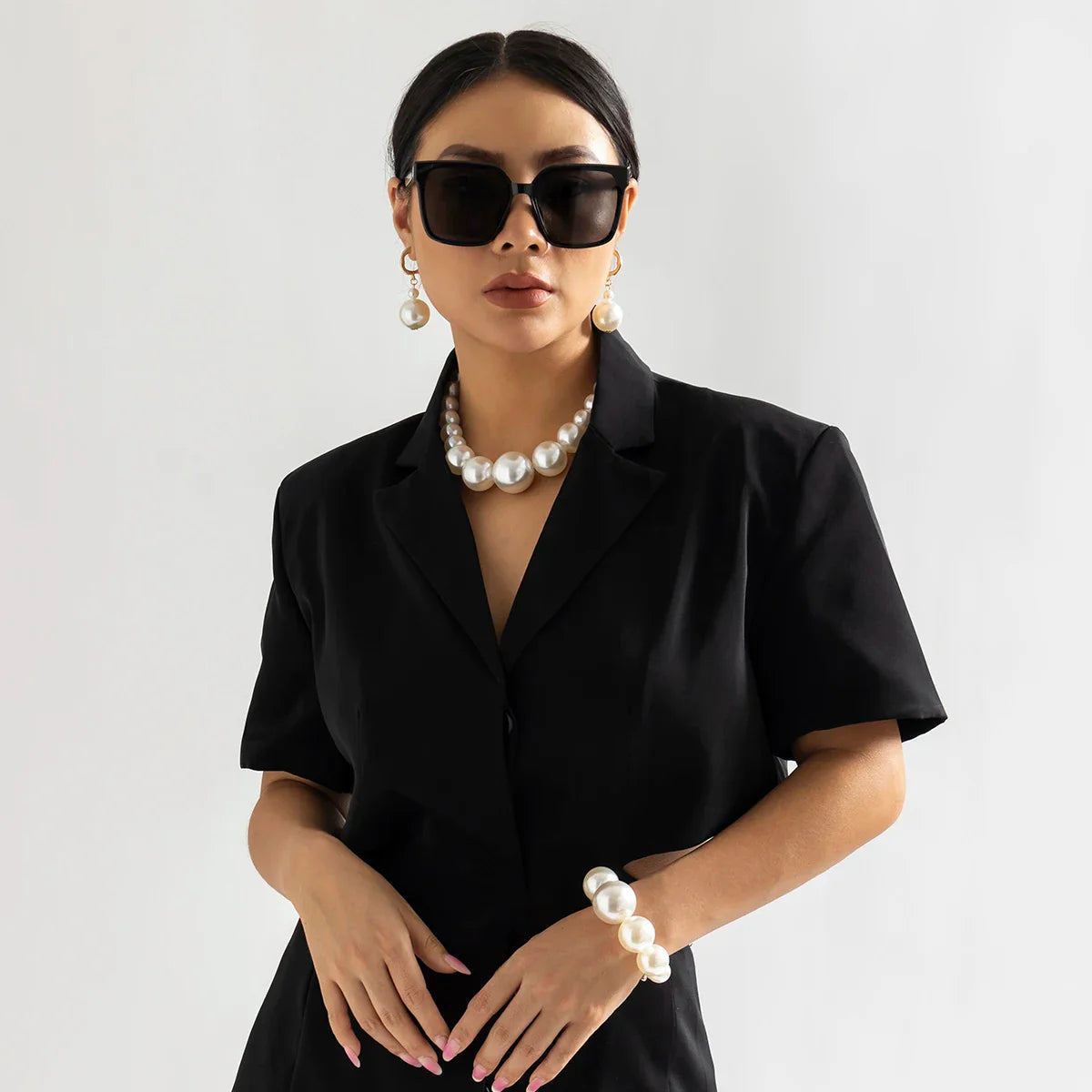 Kvinders Choker Sæt med Overdimensionerede Perler 3