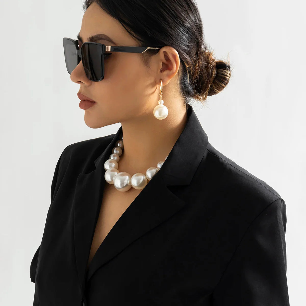 Kvinders Choker Sæt med Overdimensionerede Perler 4