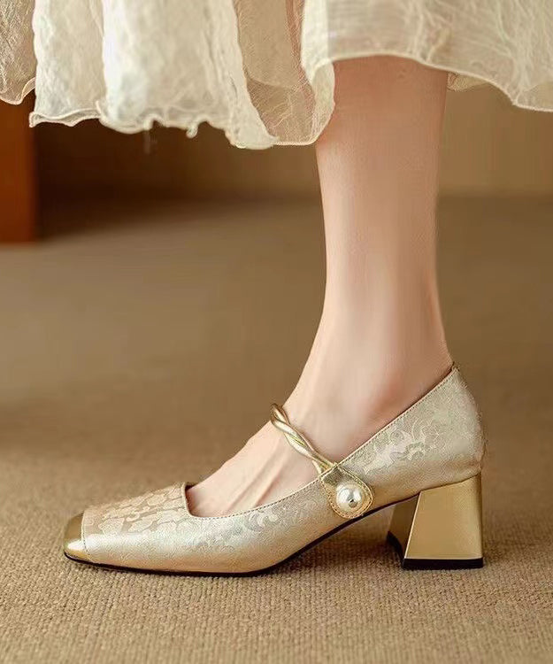 Kvinders Chunky Hæl Loafers med Spænde 1