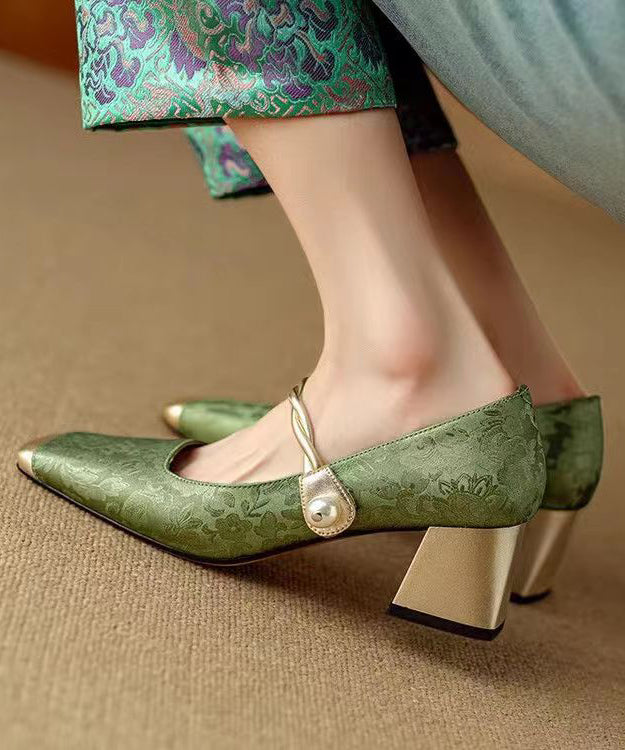 Kvinders Chunky Hæl Loafers med Spænde 2