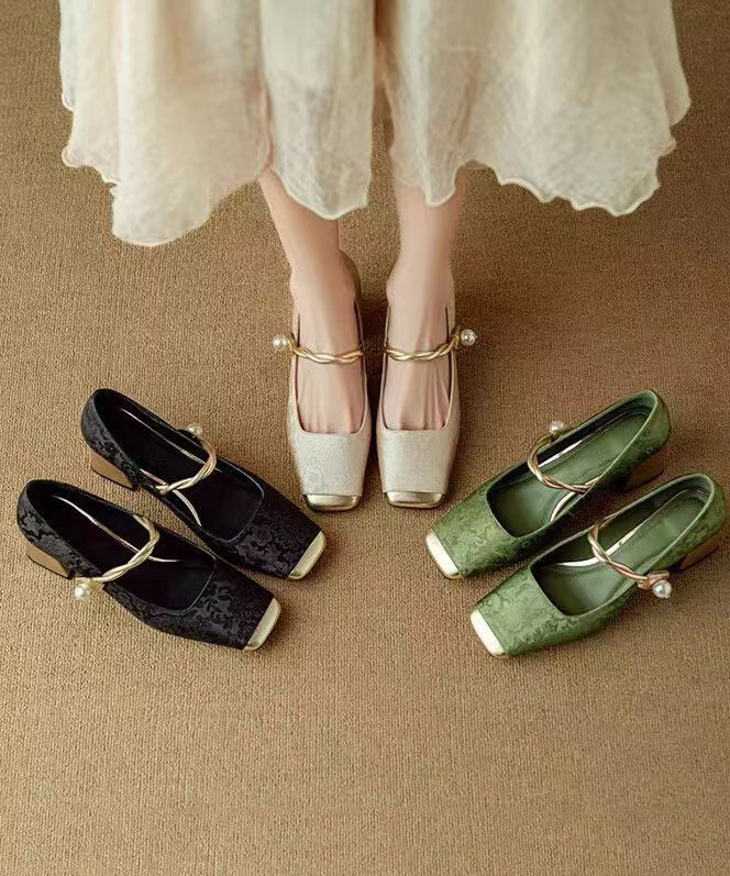 Kvinders Chunky Hæl Loafers med Spænde 4