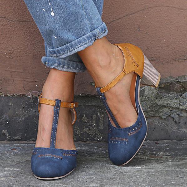 Kvinders Chunky Heel Mary Janes Casual 4