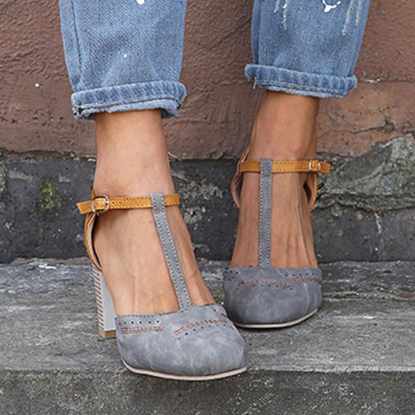 Kvinders Chunky Heel Mary Janes Casual 5