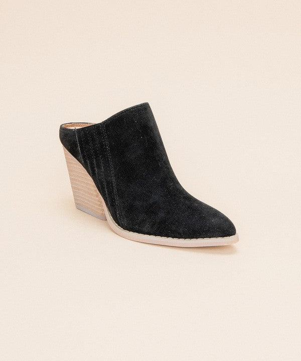 Kvinders Chunky Hill Wedge Mule Sko i Sort 1