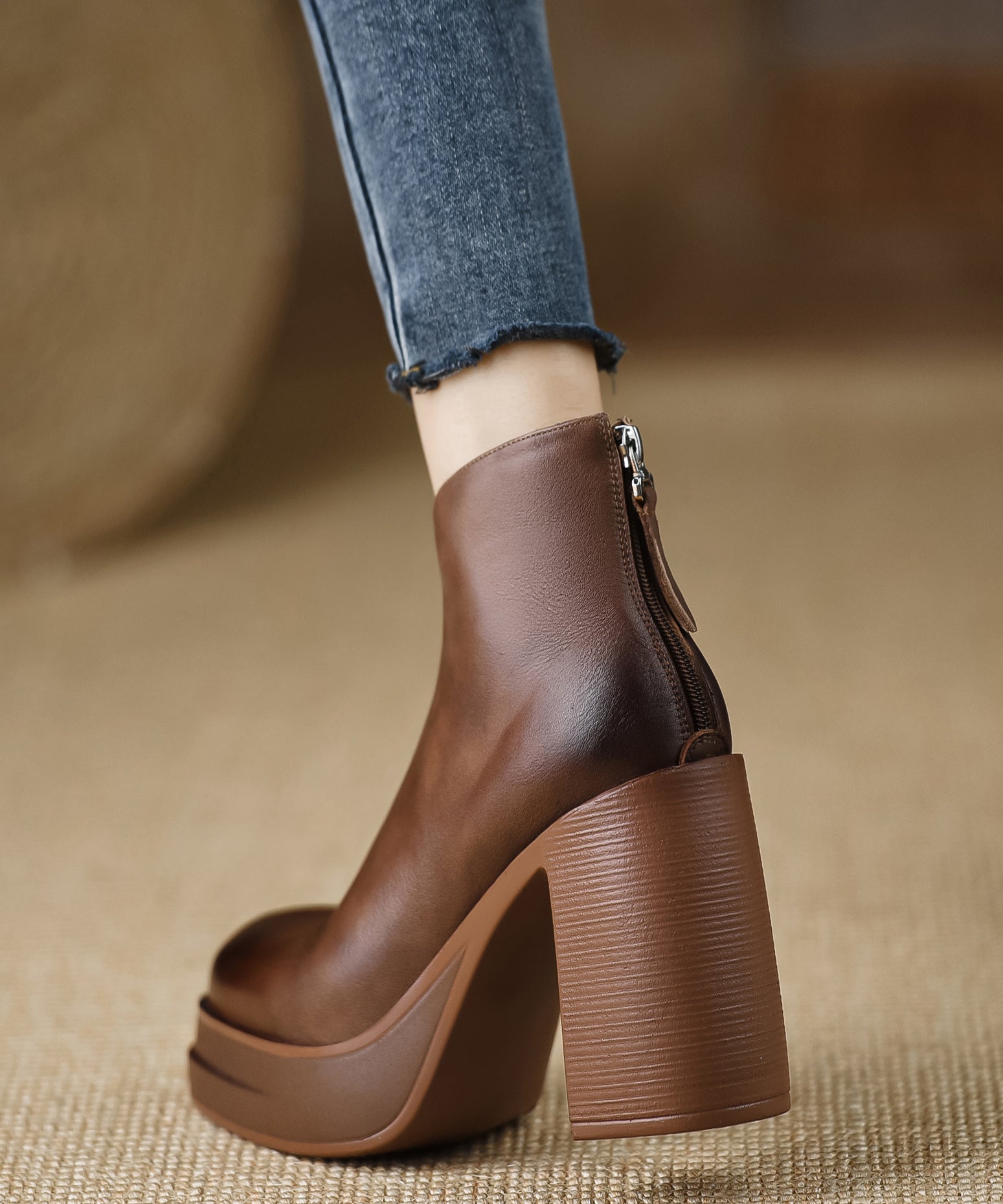 Kvinders Chunky Støvler med Høj Hæl Moderne Design 4