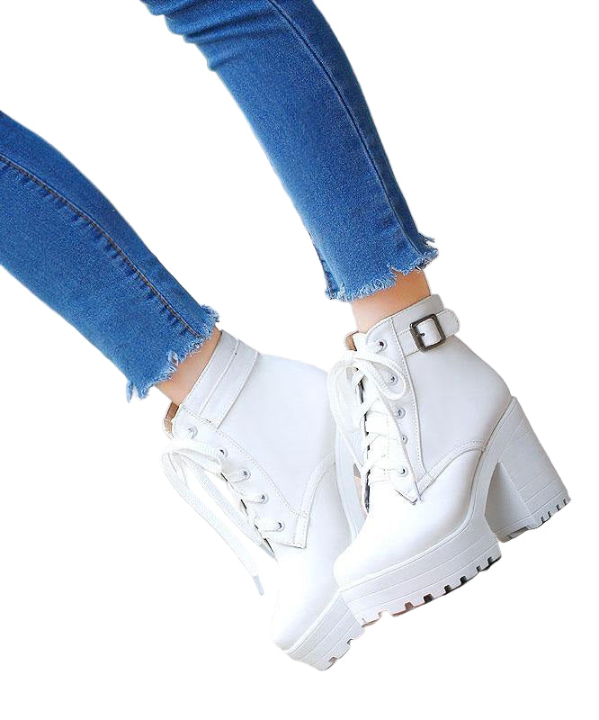 Kvinders Chunky Støvler med Krydsrem 0