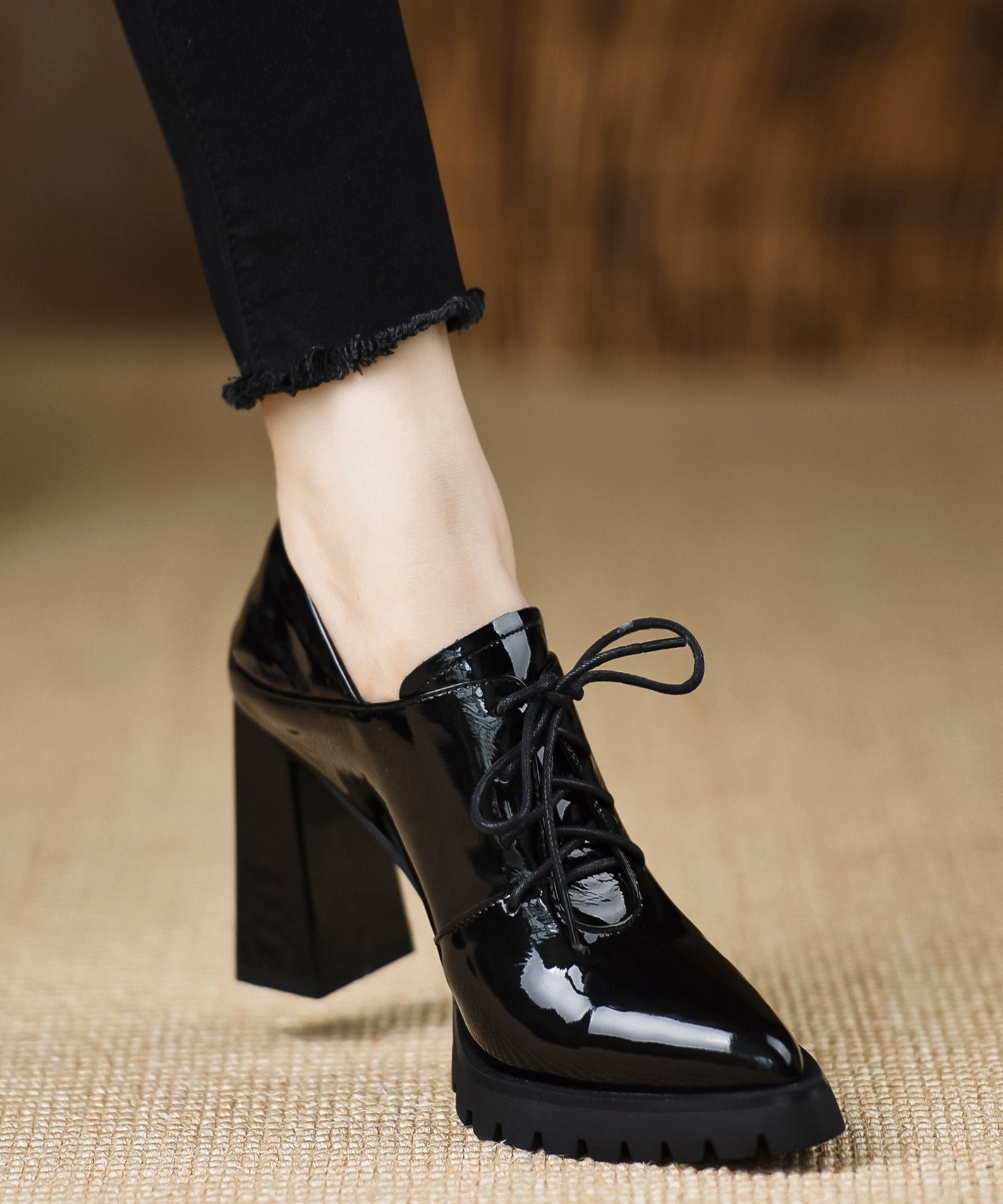 Kvinders Chunky Støvler med Krydsrem i Blå 1