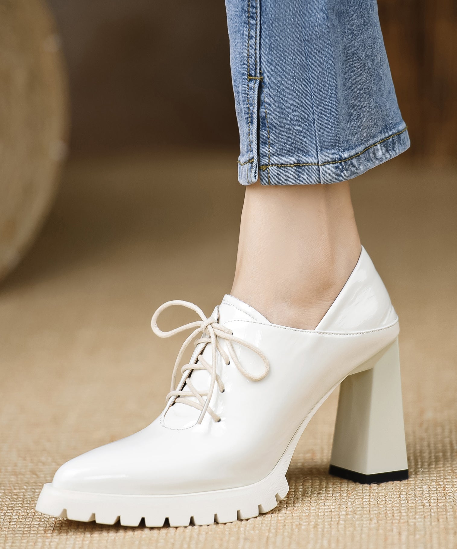 Kvinders Chunky Støvler med Krydsrem i Blå 2