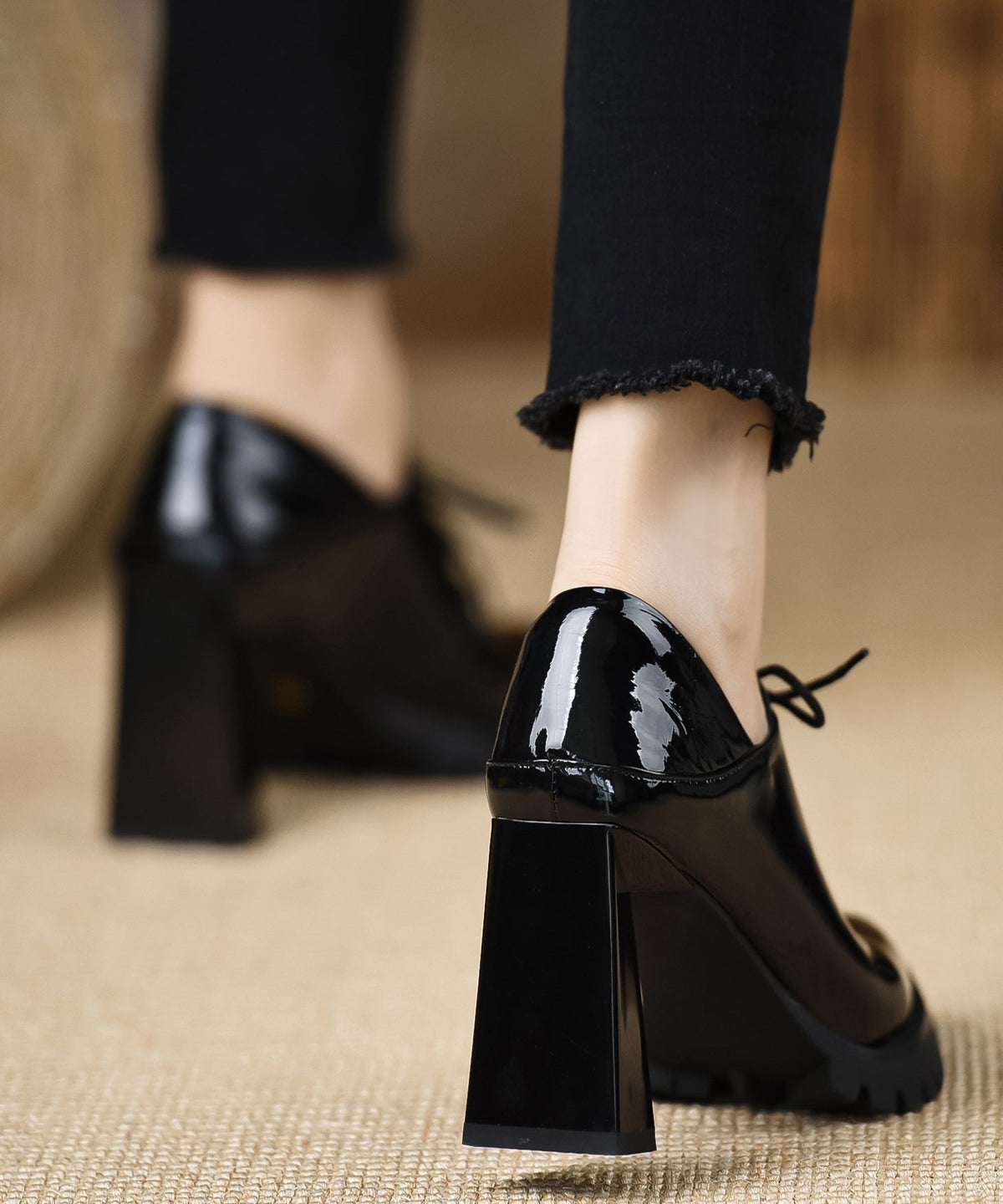 Kvinders Chunky Støvler med Krydsrem i Blå 4