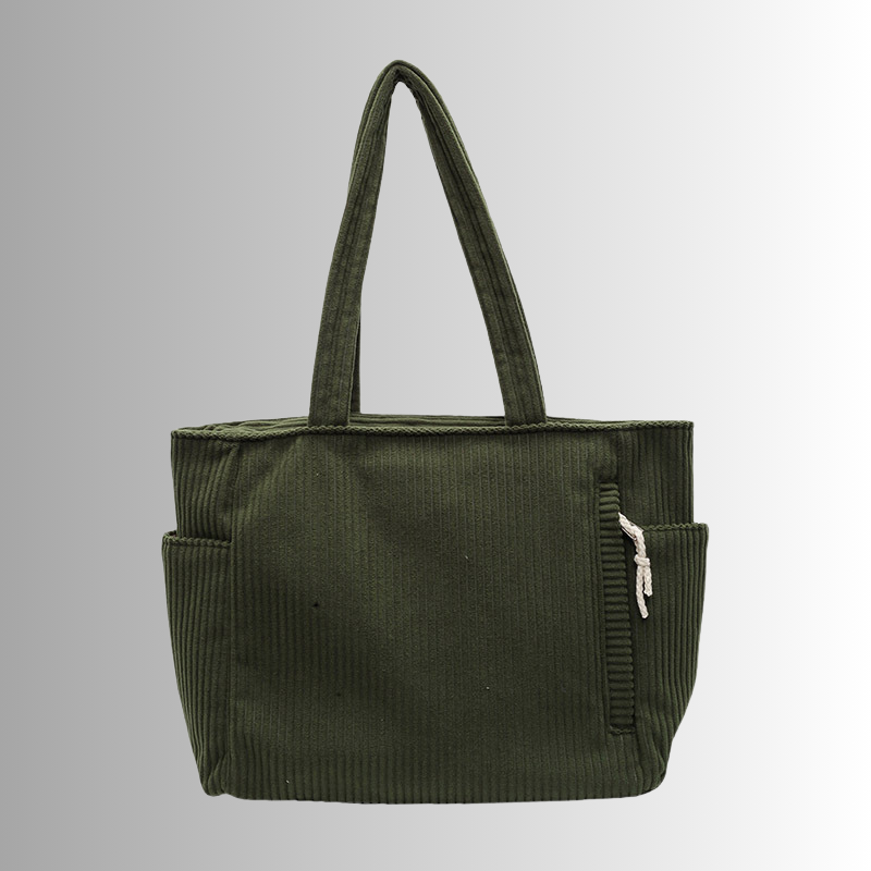 Kvinders Corduroy Tote Taske Praktisk Design 3