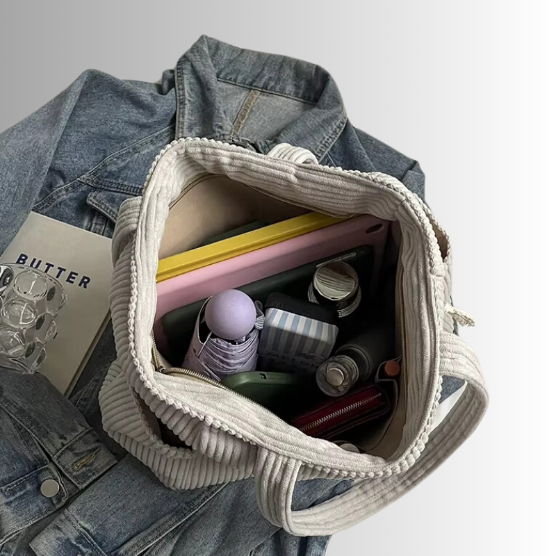 Kvinders Corduroy Tote Taske Praktisk Design 5