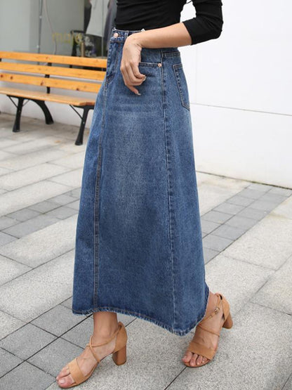 Kvinders Denim Nederdel Høj Talje 1