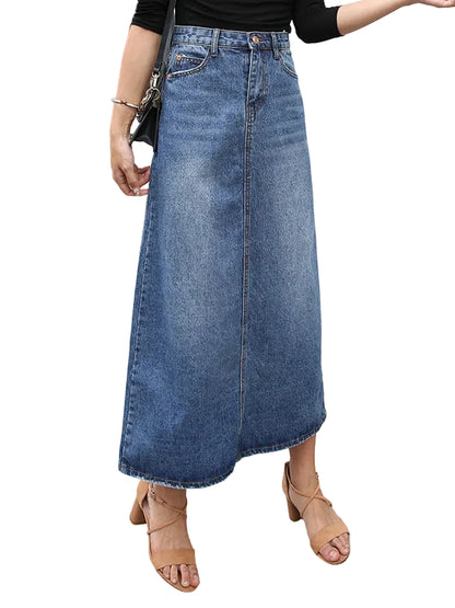 Kvinders Denim Nederdel med Høj Talje 0