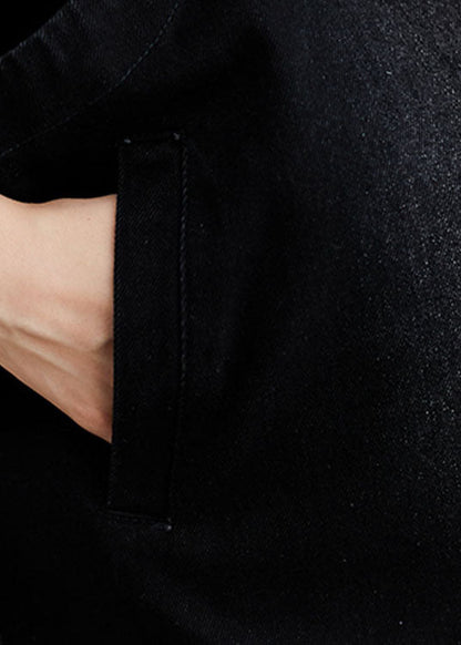 Kvinders Denim Trench Vest med Hætte og Knapper 4