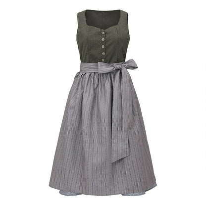 Kvinders Dirndl Kjole med Forklæde Traditionelt Design 100% Bomuld 1