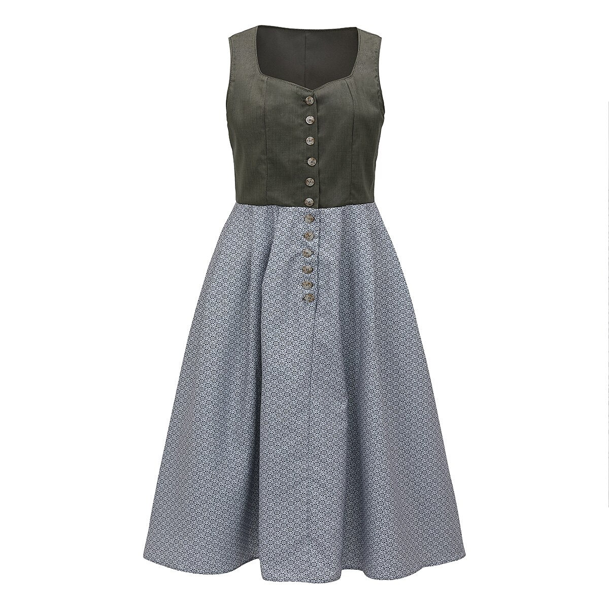 Kvinders Dirndl Kjole med Forklæde Traditionelt Design 100% Bomuld 3