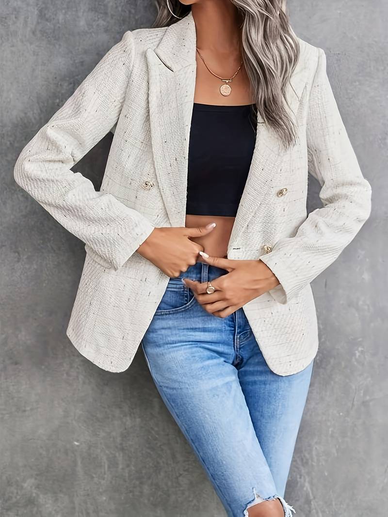 Kvinders Dobbeltradet Blazer Klassisk Stil 2