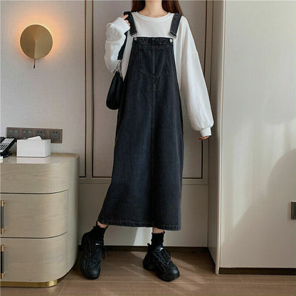 Kvinders Dungaree Kjole med Frontlomme 1