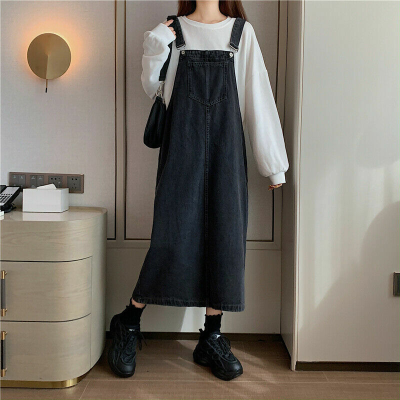 Kvinders Dungaree Kjole med Frontlomme 4