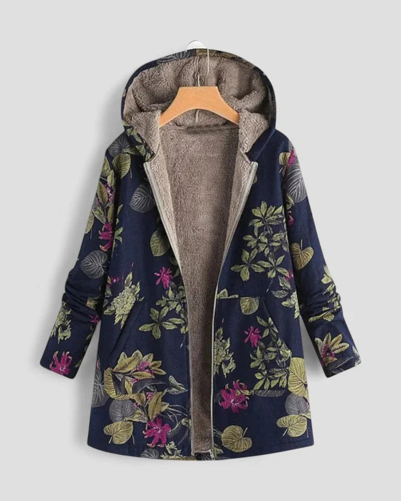 Kvinders Fleecejakke med Hætte og Blomsterdesign 2