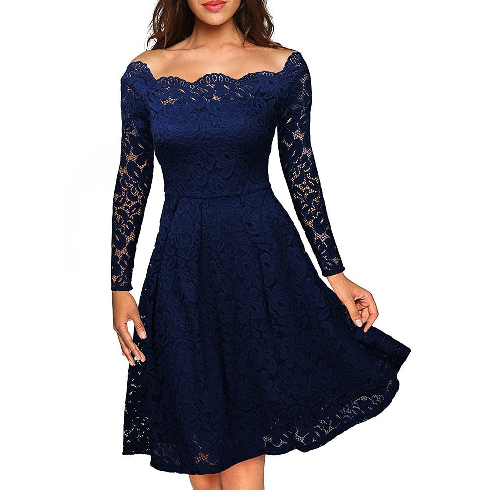 Kvinders Formelle Kjole med Off-Shoulder Design 2