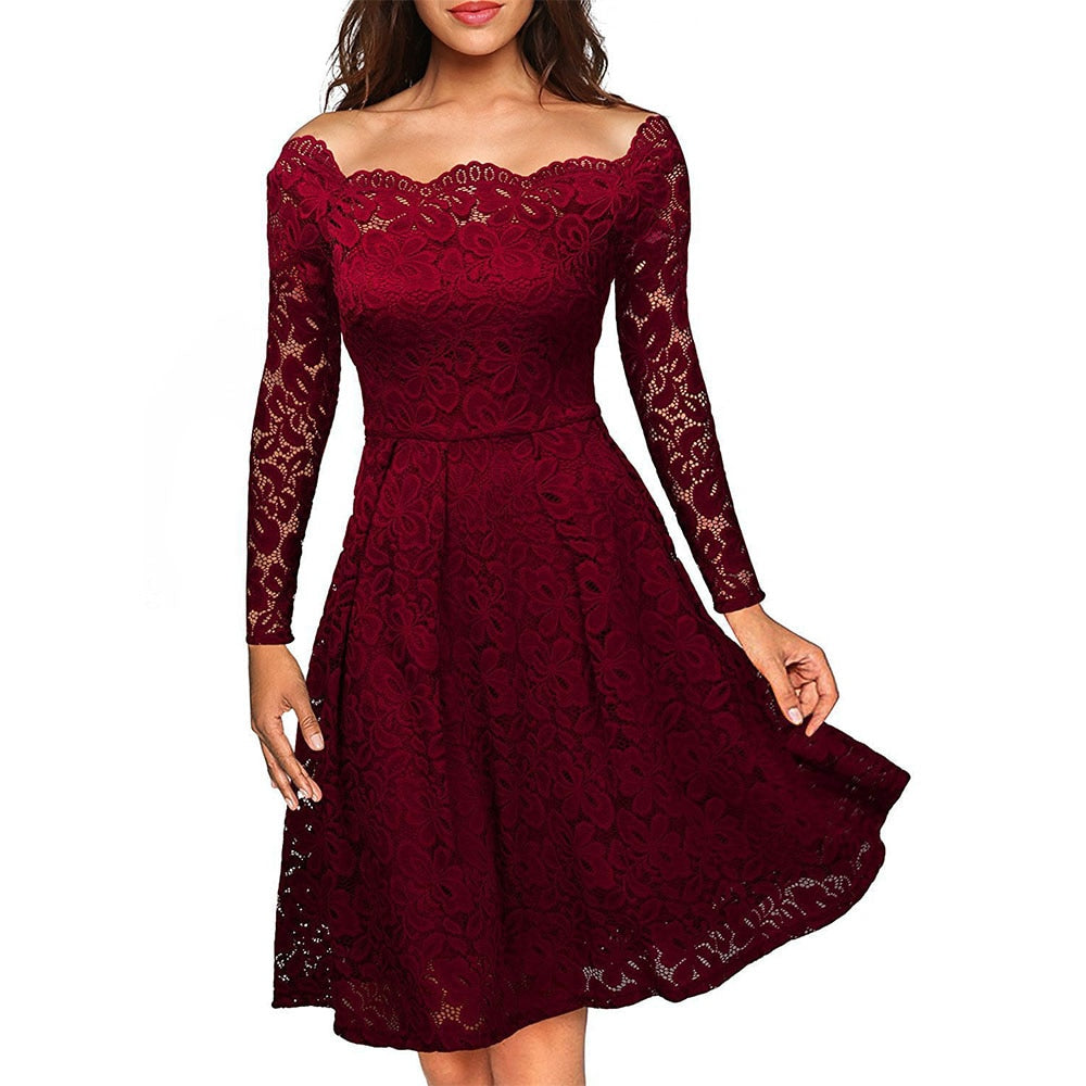 Kvinders Formelle Kjole med Off-Shoulder Design 4