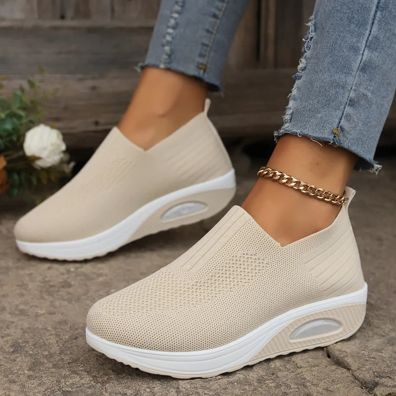 Kvinders Gå Sko Platform Mules Åndbart Stof Non-Slip 8