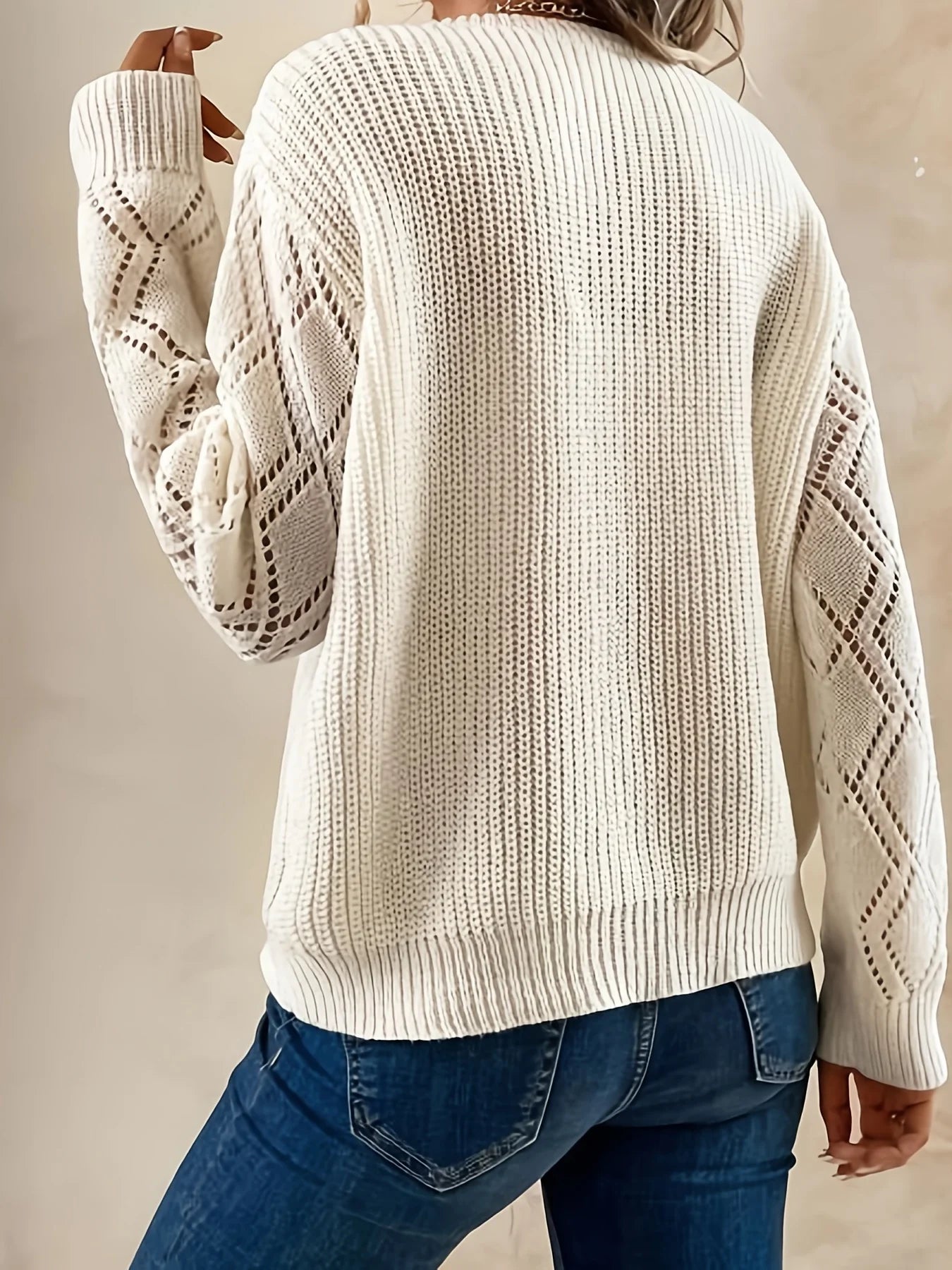 Kvinders Hæklet V-hals Sweater 1