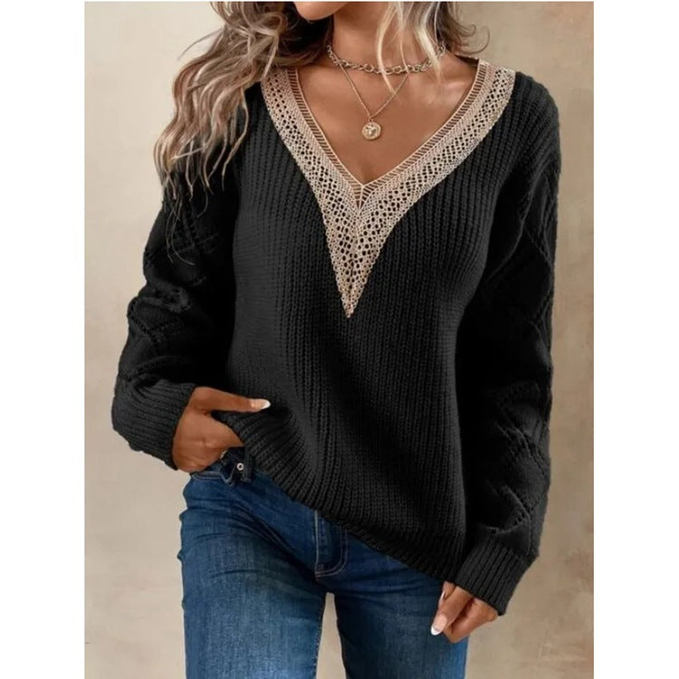 Kvinders Hæklet V-hals Sweater 4