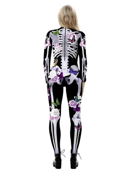 Kvinders Halloween Kostume Figurtilpasset Skeletttryk Blødt Stof 2