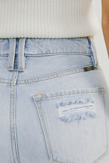 Kvinders Høj Talje Distressed Jeans Lys Denim 3