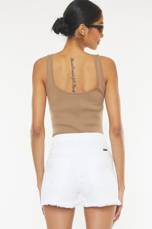 Kvinders Høj Talje Frayed Hem Shorts 4