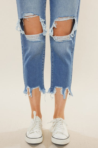Kvinders Høj Talje Mom Fit Denim Jeans 4