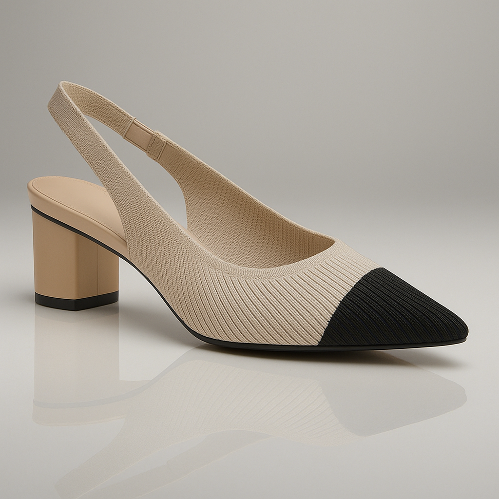 Kvinders Højhælede Sko Slingback Blød Strikket Struktur 0