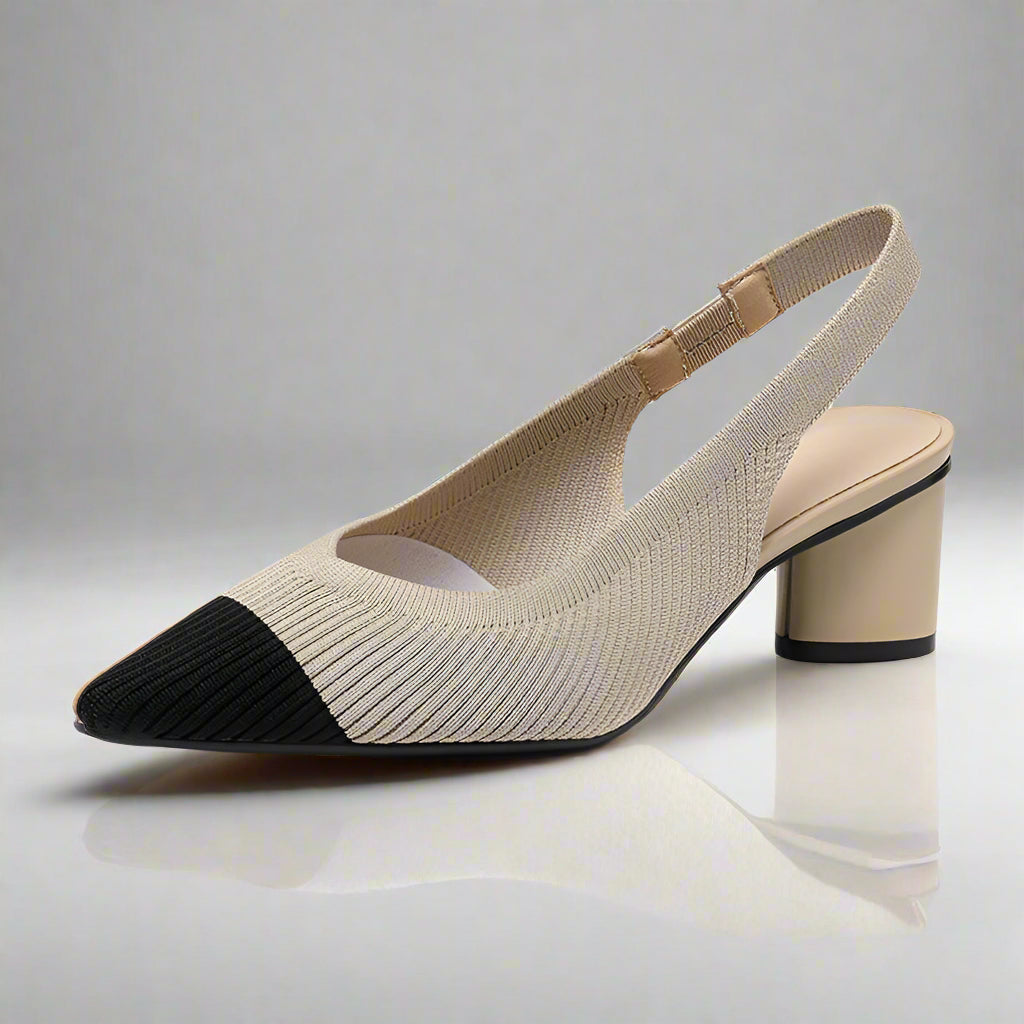 Kvinders Højhælede Sko Slingback Blød Strikket Struktur 3