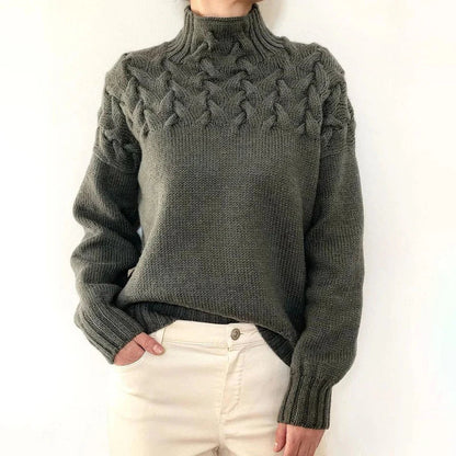 Kvinders Højhalset Kabelstrikket Sweater 5