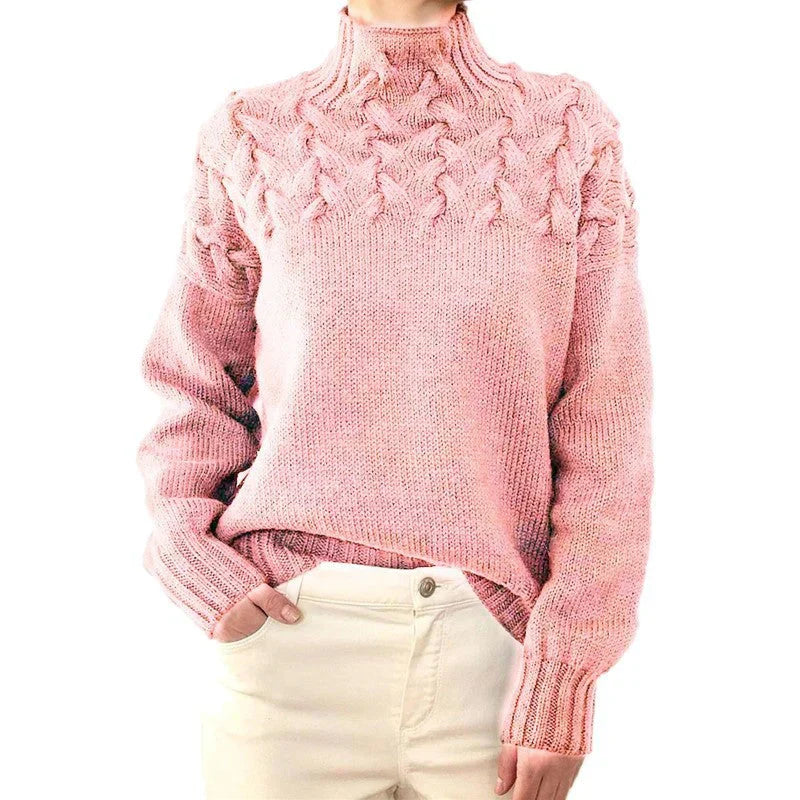 Kvinders Højhalset Kabelstrikket Sweater 6