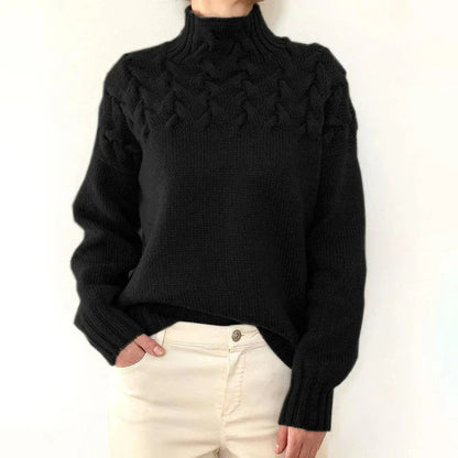 Kvinders Højhalset Kabelstrikket Sweater 8