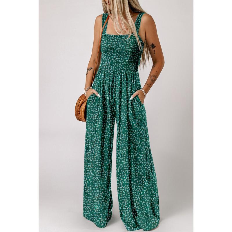 Kvinders Jumpsuit med Blomsterprint og Brede Ben 10