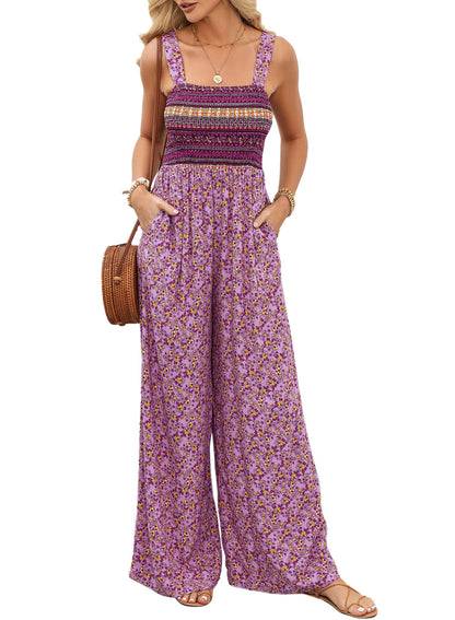 Kvinders Jumpsuit med Blomsterprint og Brede Ben 5