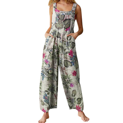 Kvinders Jumpsuit med Blomsterprint og Firkantet Hals 0