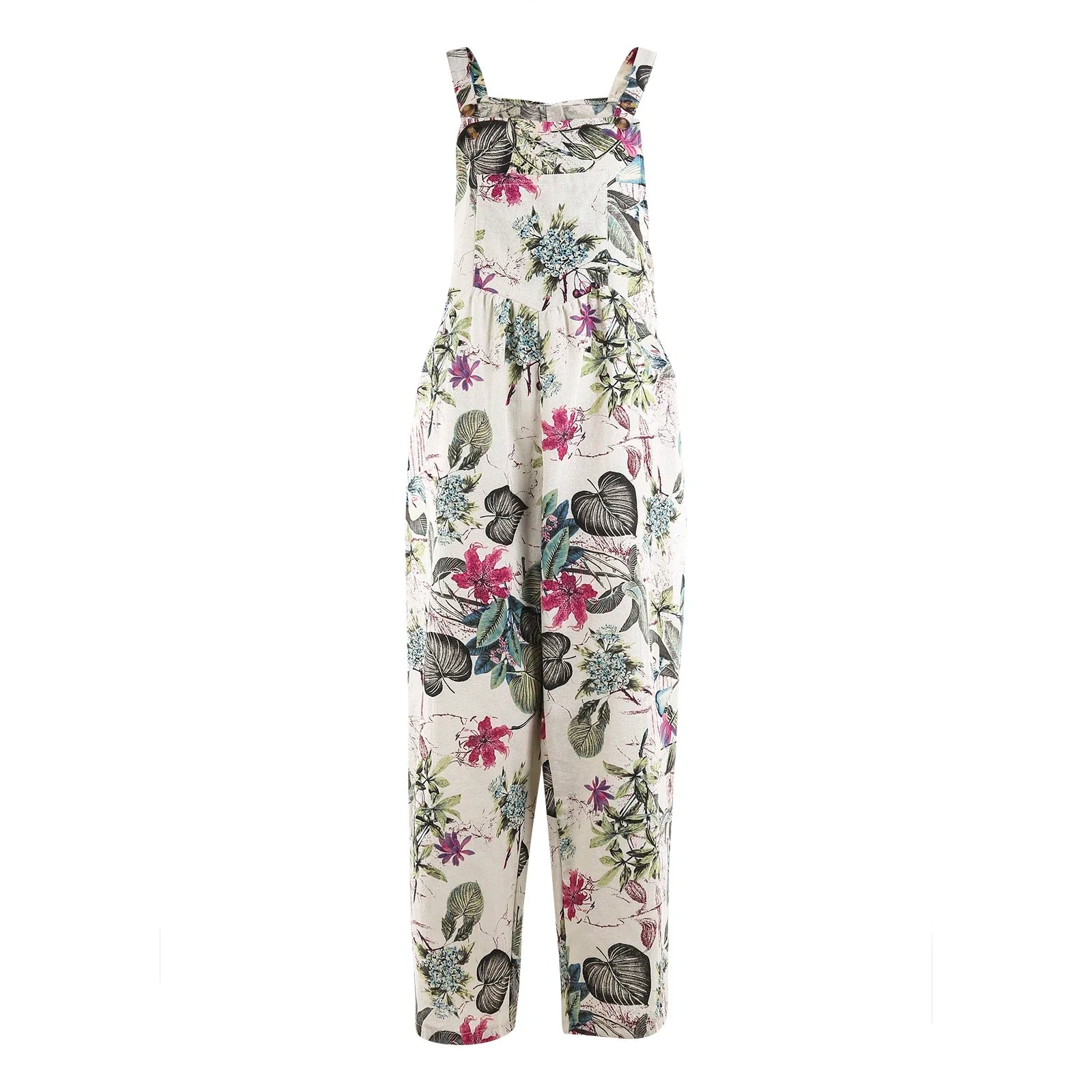 Kvinders Jumpsuit med Blomsterprint og Firkantet Hals 1