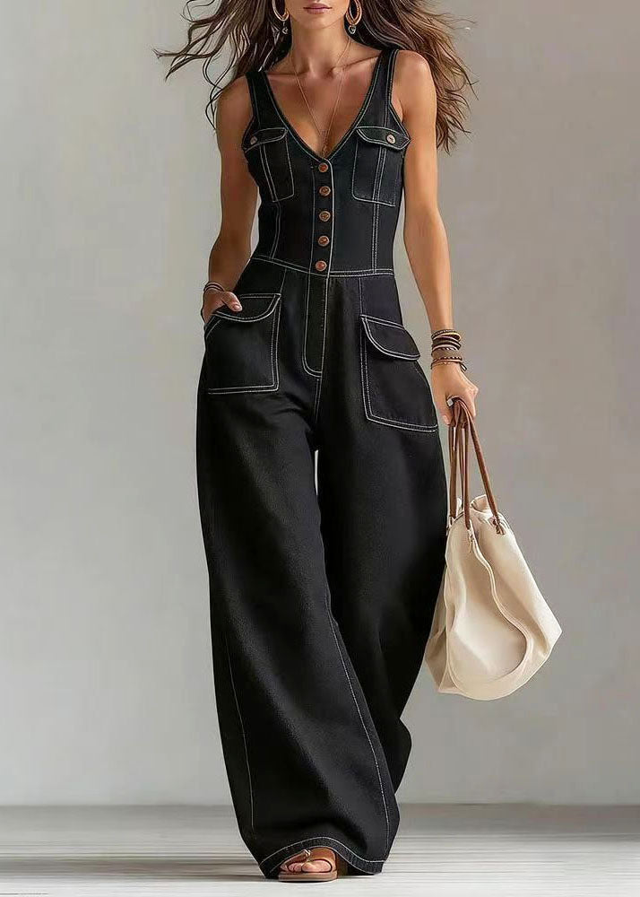 Kvinders Jumpsuit med Oversized Lommer og Lige Ben 2